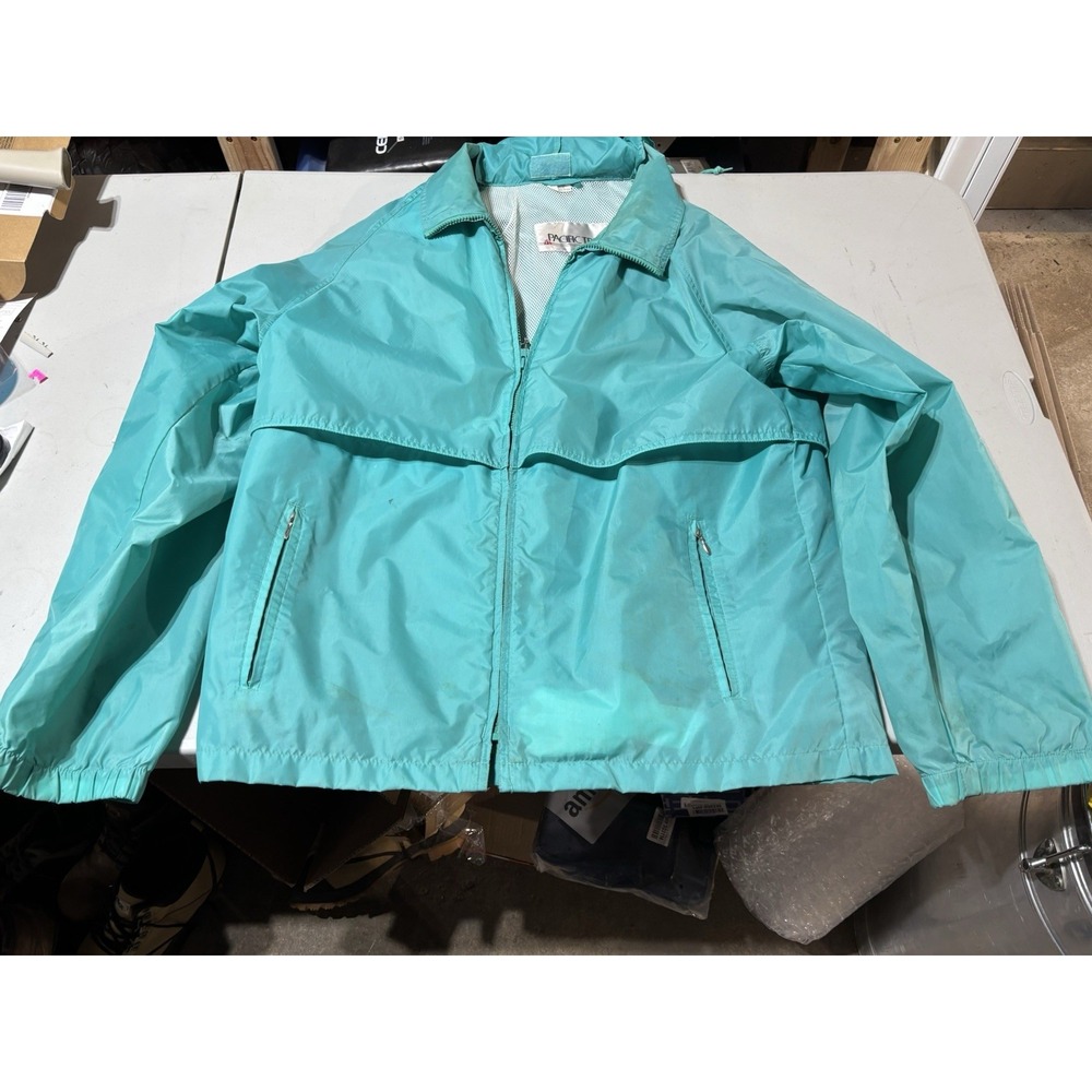 Vintage Pacific Trail Rain Jacket L Full Zip‎ Up Teal